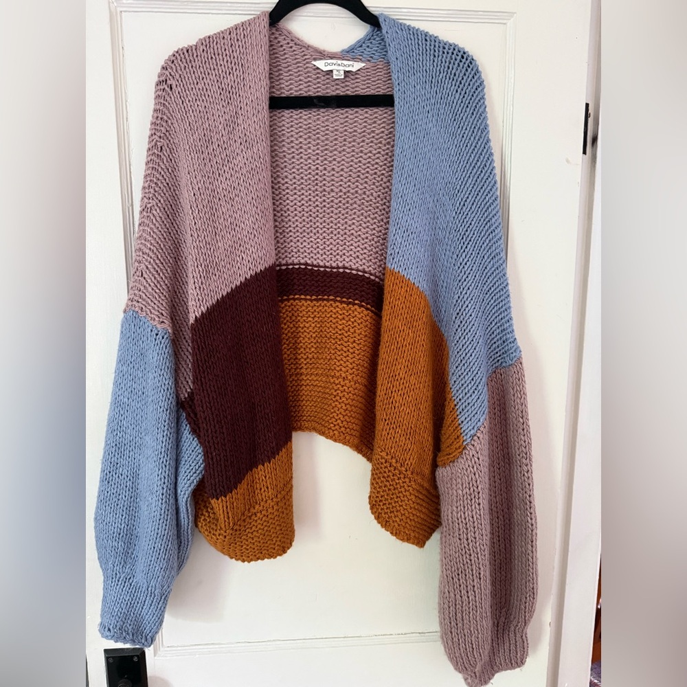Colorblock Knit Cardigan Sweater